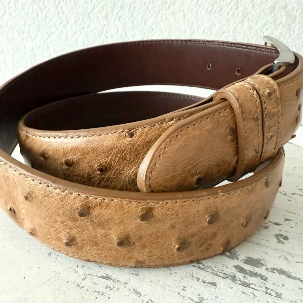NEW Rod Patrick Mens Western Belt MAD DOG SADDLE FULL QUILL OSTRICH 1.5